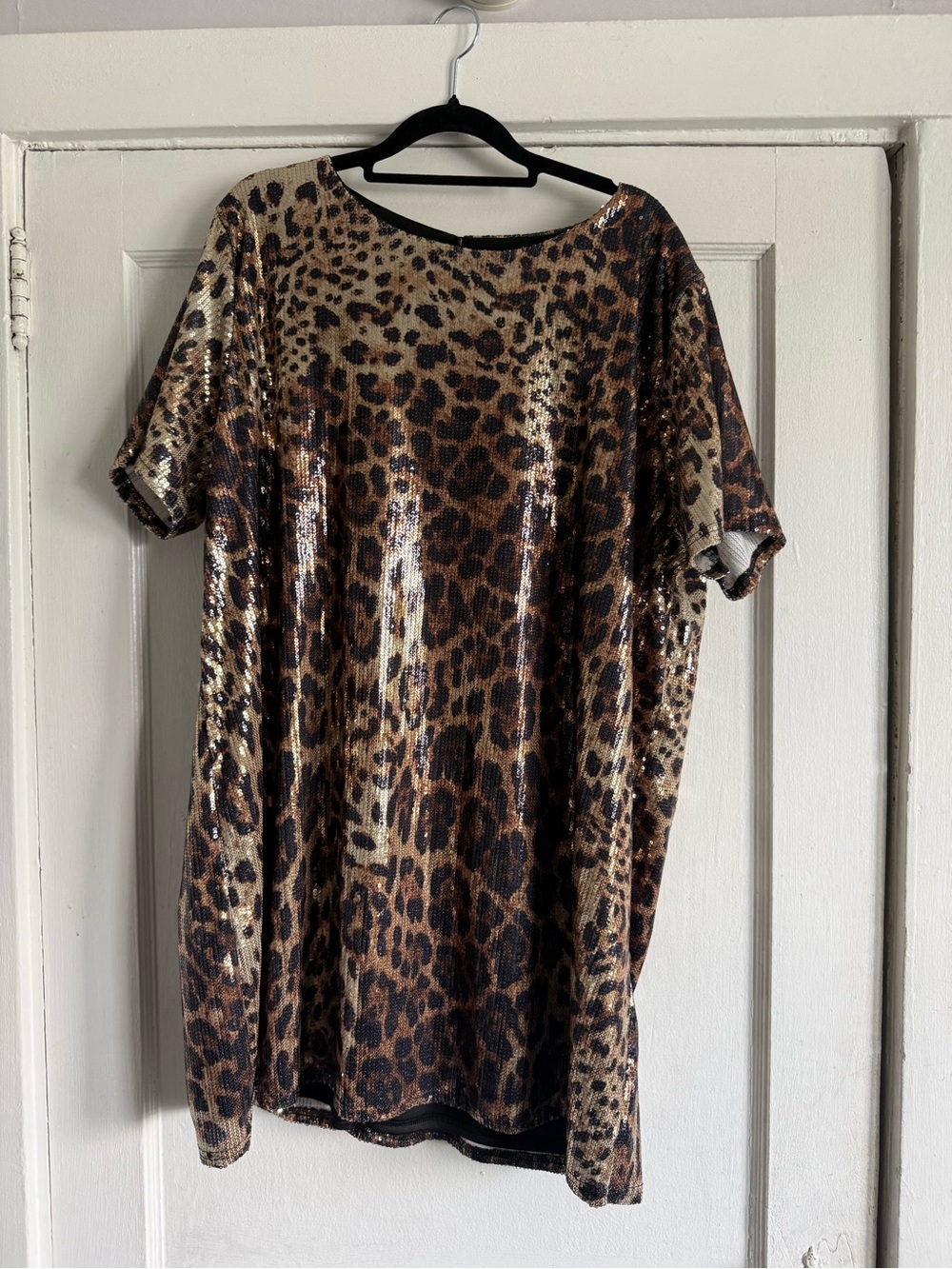 nasty gal Leopard Sequin Short Sleeve Tunic - Brown & Black